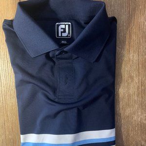Fuji Men's Blue with shite stripes in middle golf shirt, size M